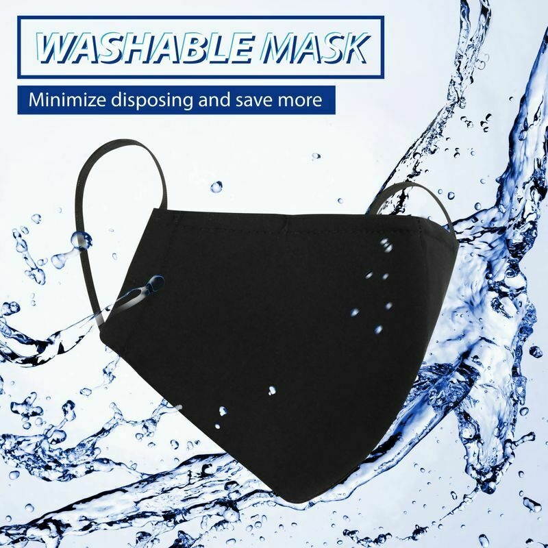 3x Cloth Cotton Face Mask Nose Wire Washable Reusable Men Women One Size Black