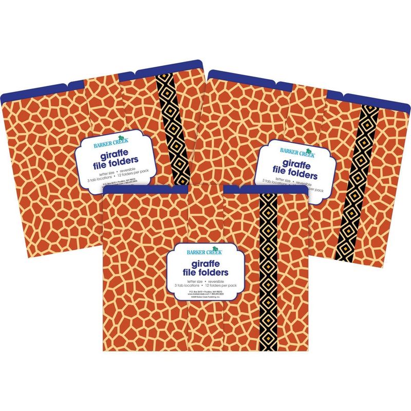 Barker Creek 36pk Giraffe Letter Size File Folders