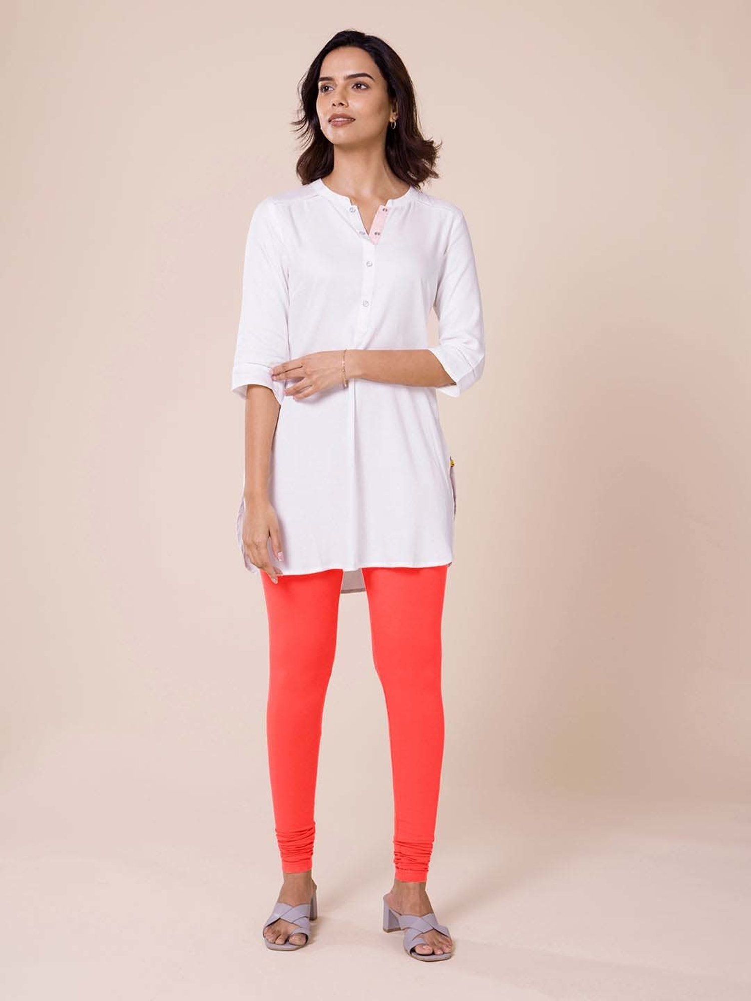 Go Colors! Coral Cotton Leggings
