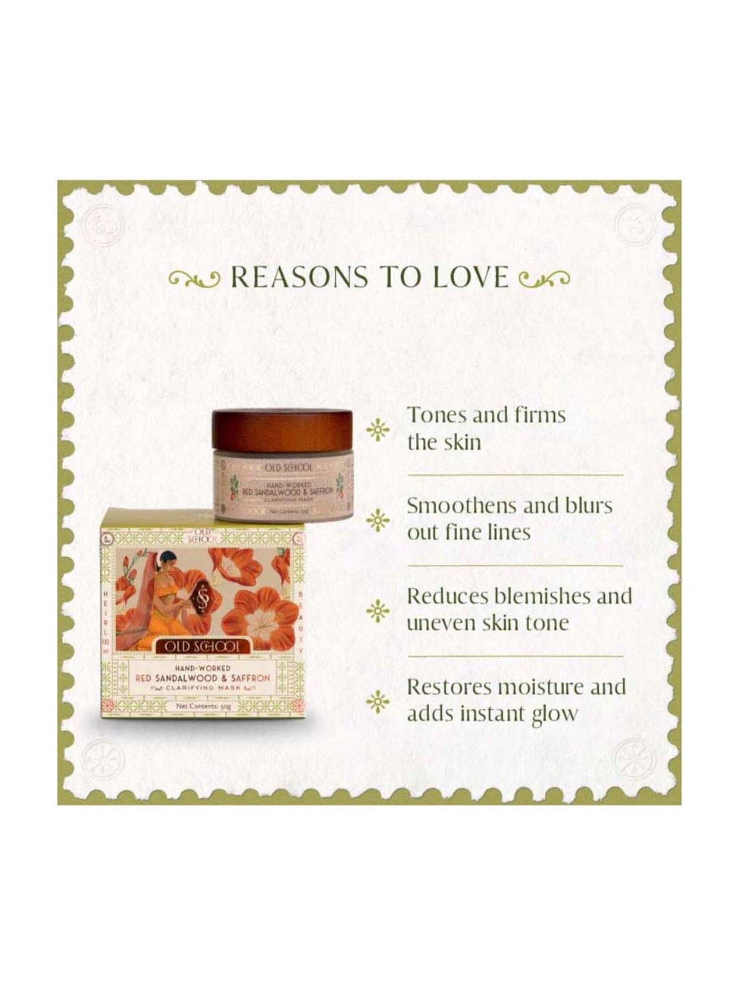 Old School Rituals Hand-Worked Red Sandalwood & Saffron Clarifying Mask - 50 gm