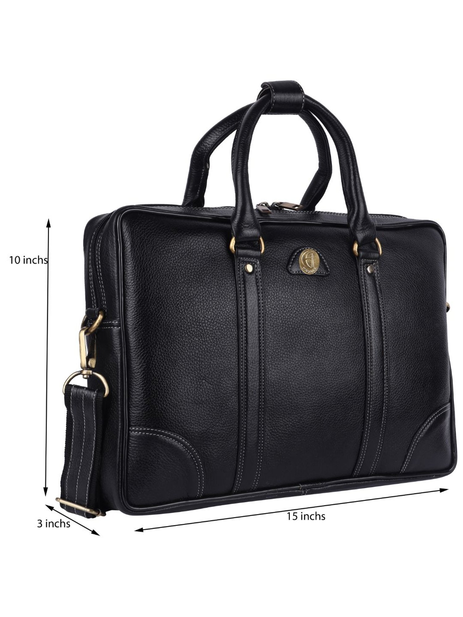 HiLEDER 100% Pure Genuine Premium NDM Leather Briefcase Laptop Messenger Satchel Office Bag, Black