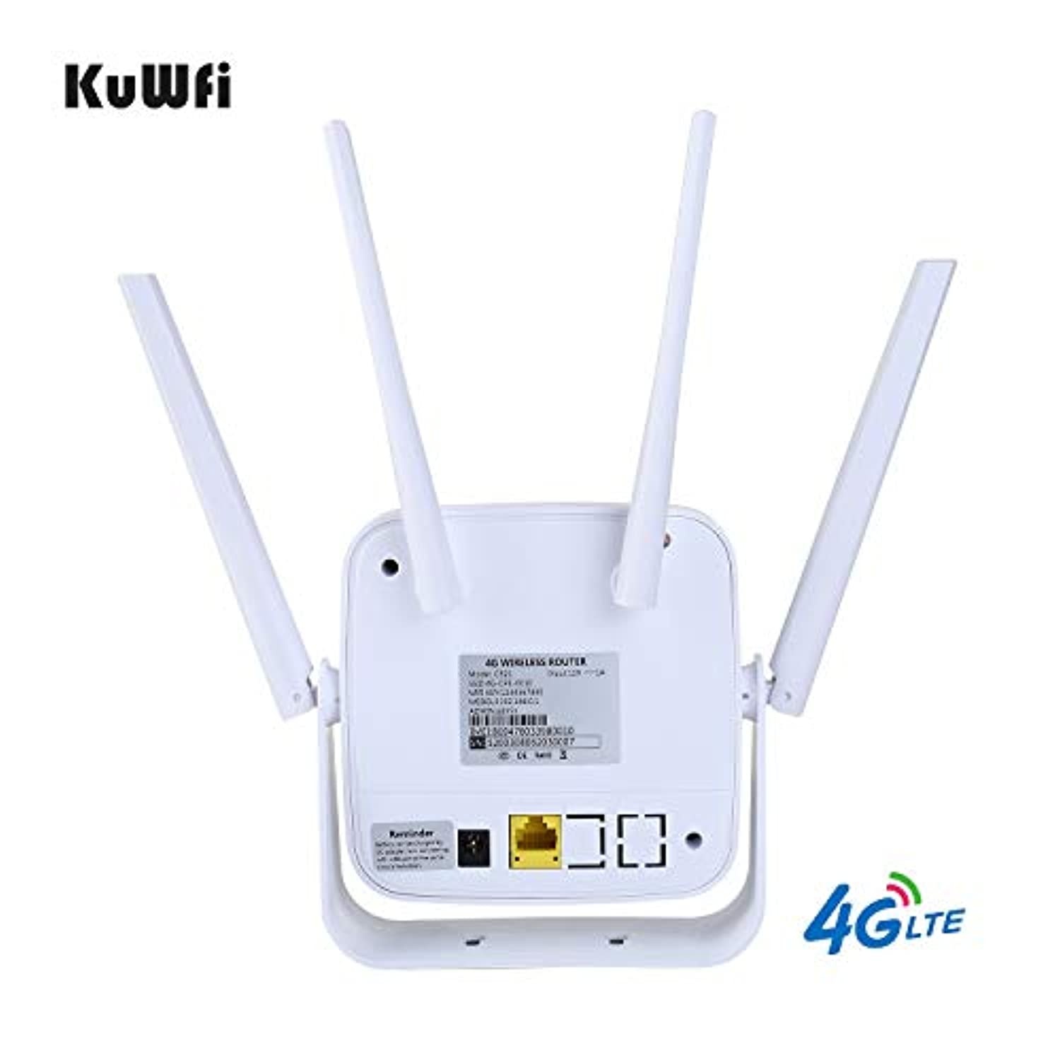 KuWFi 4G LTE Router SIM Card, WiFi Wireless Modem CAT 6 High Speed 4G CPE WiFi Router External Antenna Support UMTS/HSPA/LTE Access and 32 Users Simultaneous use [Not for USA]