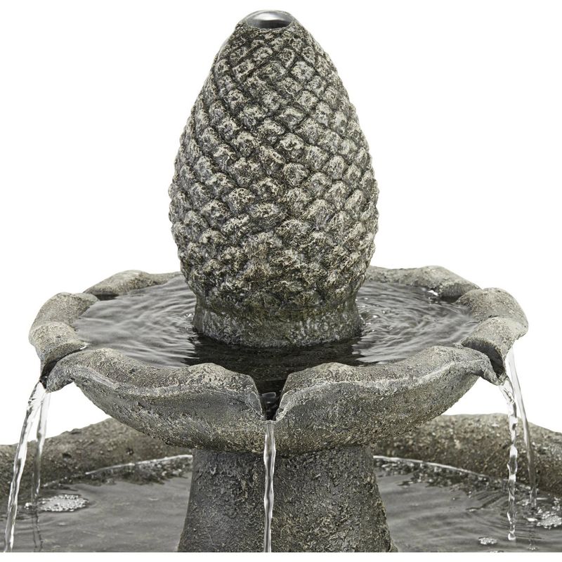 John Timberland Italian Outdoor Floor Water Fountain 35" High 2 Tiered Pineapple Bird Bath for Yard Garden Patio Deck Home