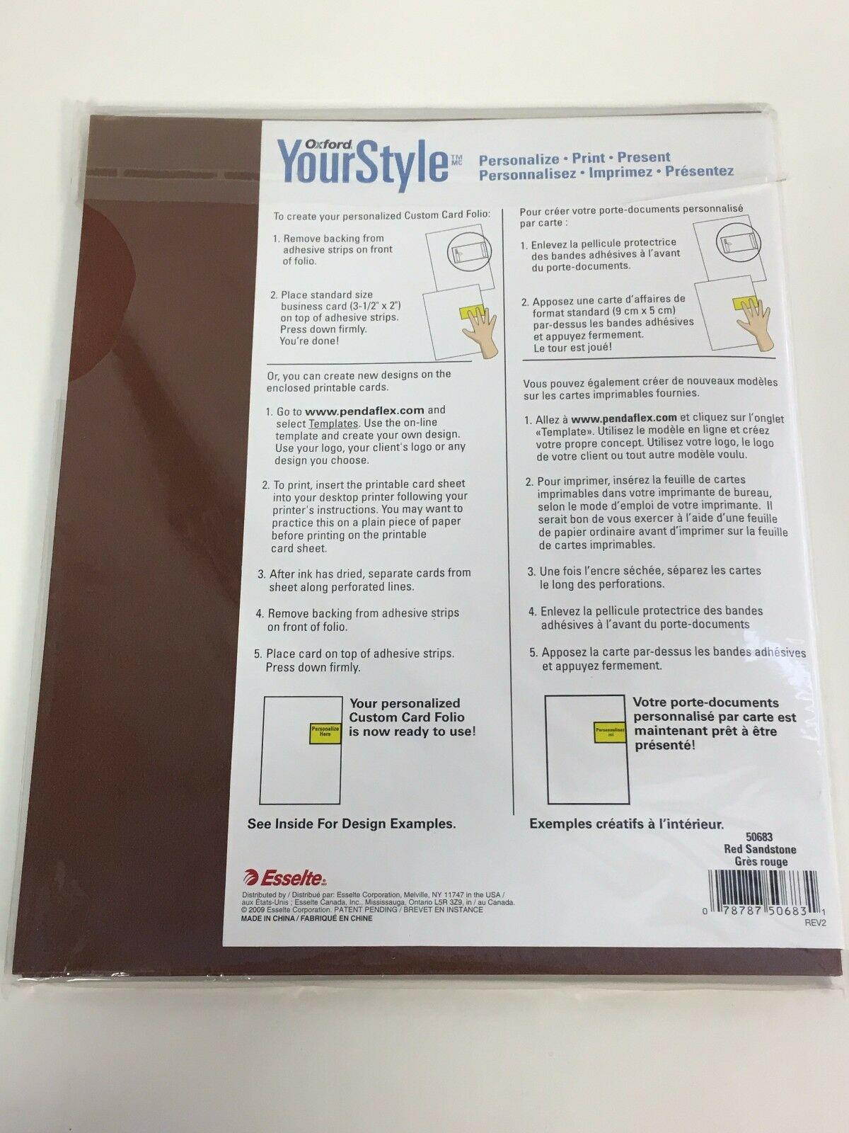 4/pk Oxford Yourstyle Custom Card Folio - Letter 8.5 X 11 Sandstone 100 Sheet