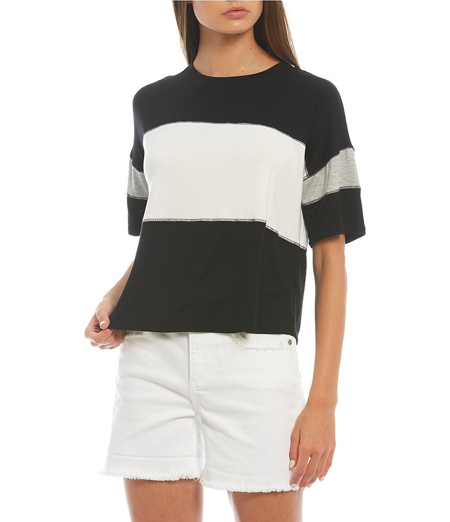 Moa Moa Colorblock Slouchy Short Sleeve Tee