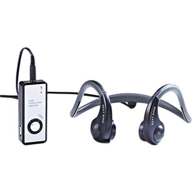 Hitrons Solutions ENO-BBLK Open Ear Bone Conduction Headphone with Amplifier, Microphone & Sports - Black