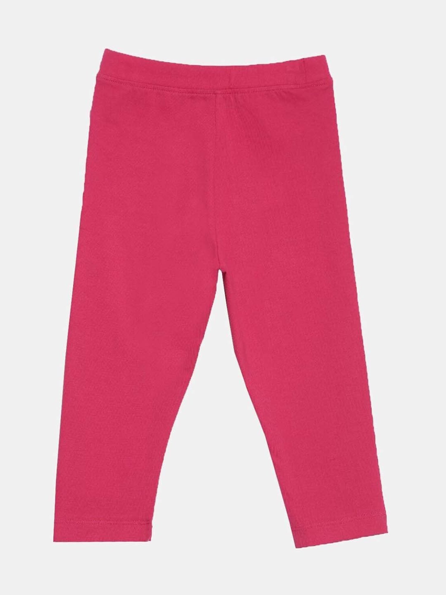 TWIN BIRDS Kids Black & Pink Cotton Regular Fit Leggings (Pack of 2)