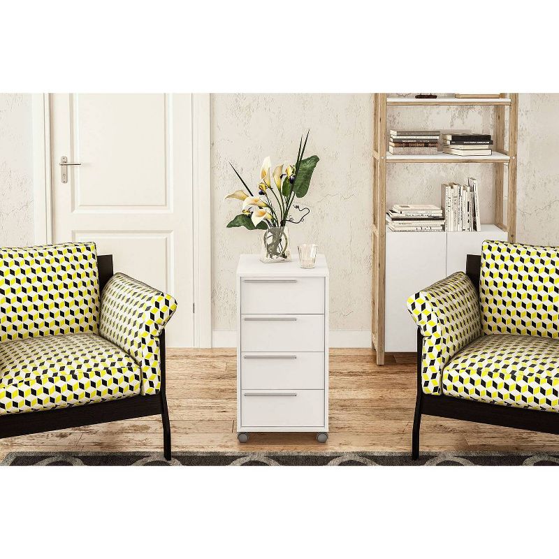 Oxford 4 Drawer File Cabinet White - Chique