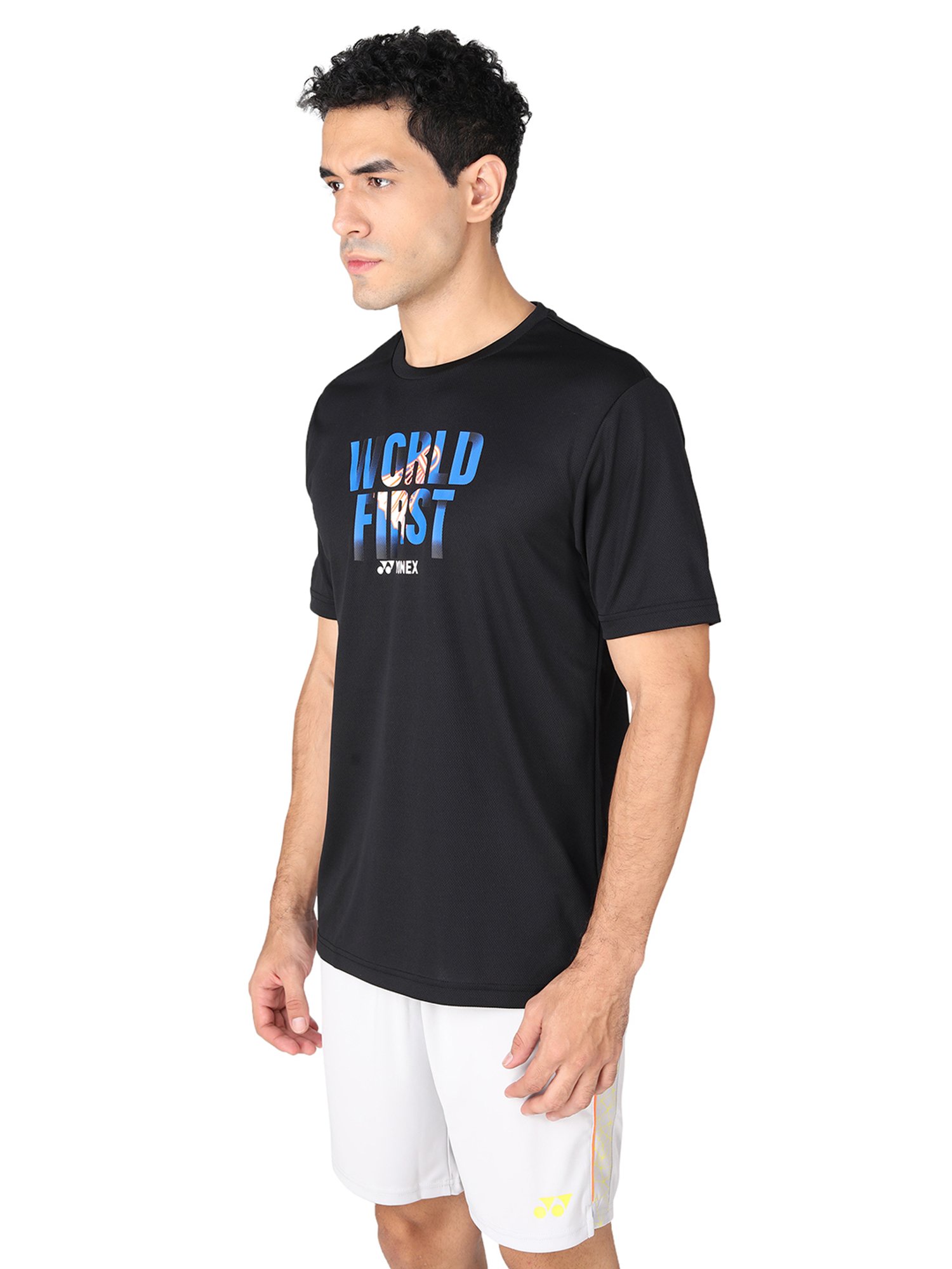 Yonex Jet Black Regular Fit Graphic Print Badminton T-Shirt
