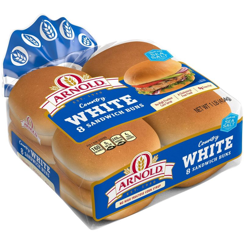 Arnold Select White Hamburger Buns - 15oz/8ct