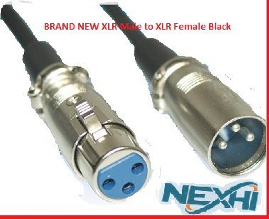 Nexhi&reg; 50 feet Mic Patch Cords Cables XLR Male to XLR Female Black - 50 feet Balanced Mike Snake Cord