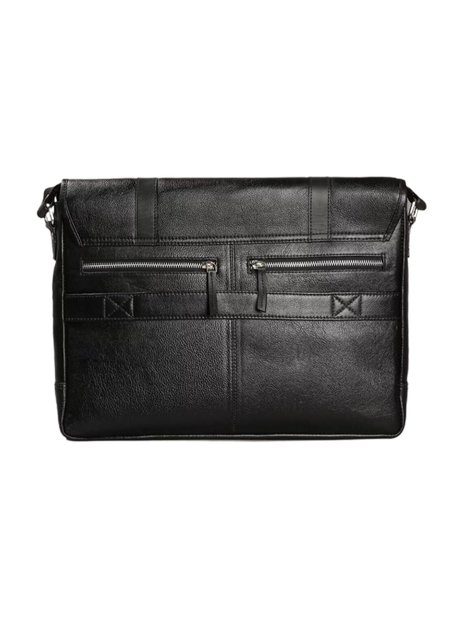 Tortoise PEDRO Black Leather Medium Messenger Bag - 15 inches