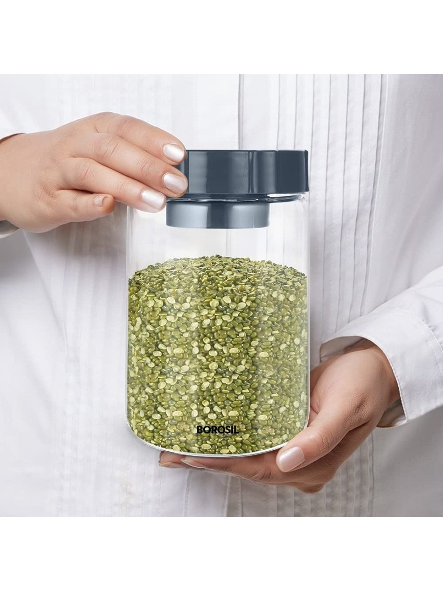 Borosil Transparent Glass Jar & Container (600ml)