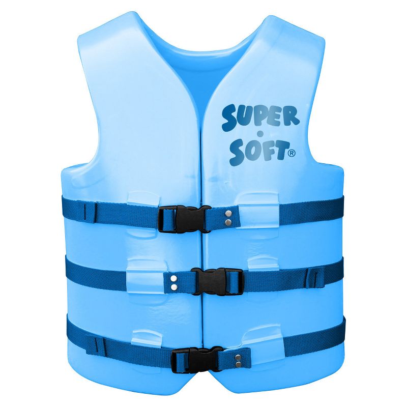 TRC Recreation Super Soft Vinyl Coated Foam USCG Type III PFD Adult Water Safety Life Jacket Vest, Blue, Medium