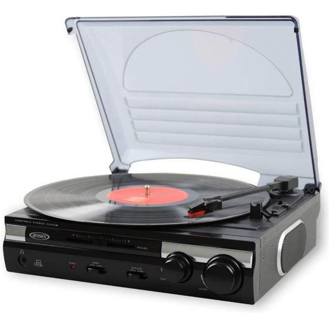 Jensen JTA-230R Speed Stereo Turntable with Built-in Speakers