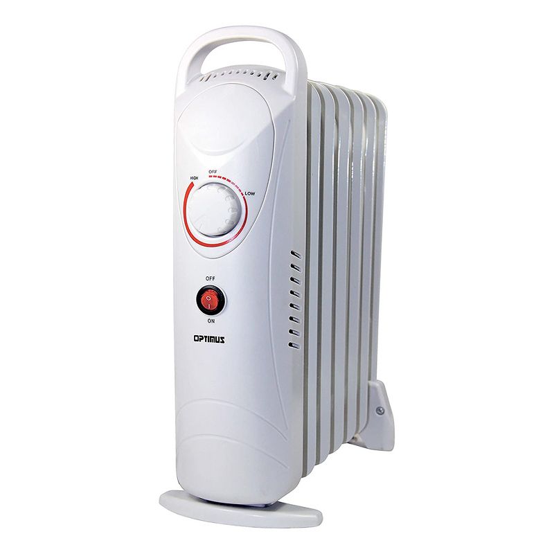 Optimus H-6003 Portable Mini 700 Watt Oil Filled Electric Radiator Room Heater with Automatic Thermostat Control for Indoor Home Space Heating