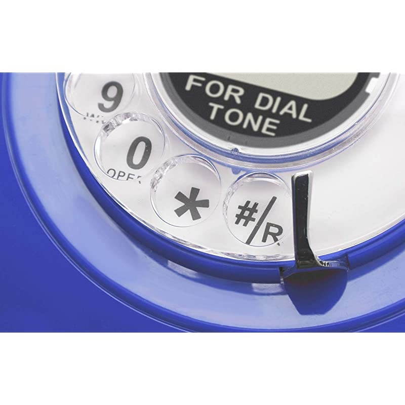 60s Cable with Classic United States Rotary Dial Inlay: Designer Retro Phone/Rotary Dial Telephone/Retro Style Phone/Vintage Telephone/Classic Desk Phone with Rotary Dialler (Blue)