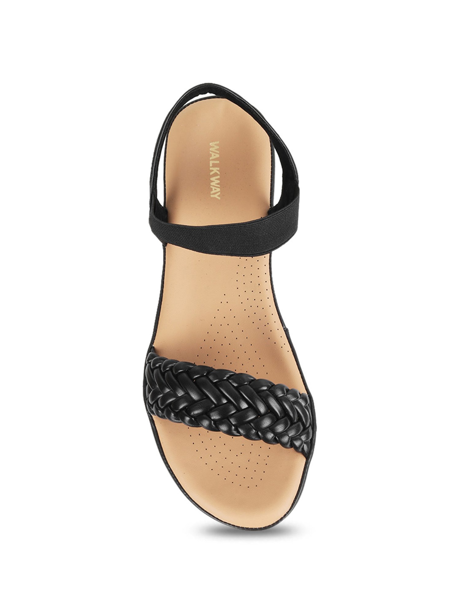 Walkway Women's Black Ankle Strap Wedges