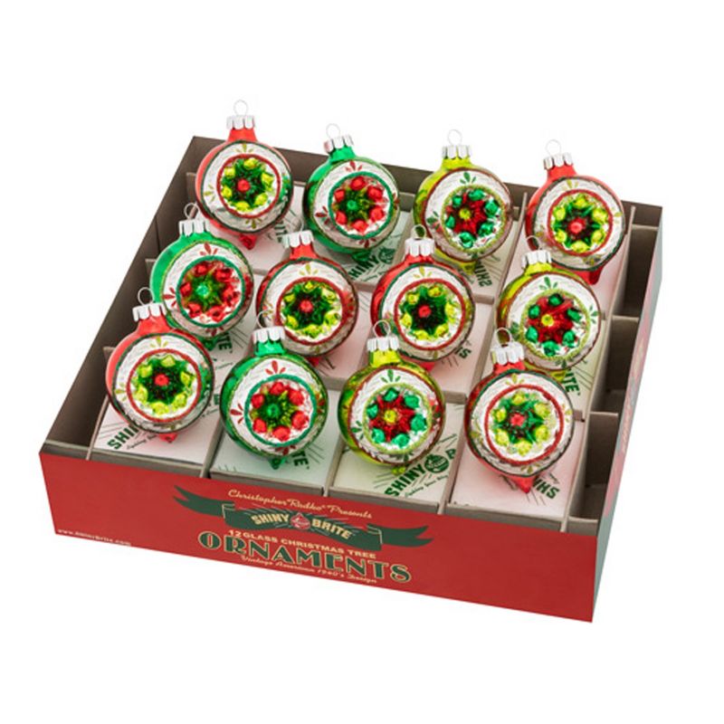 Shiny Brite 2.25" Hs Reflector Rounds Holiday Spledor  -  Tree Ornaments