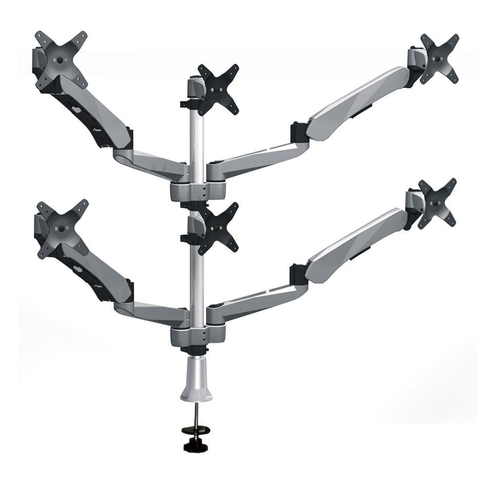 Cotytech Six Monitor Desk Mount Spring Arm (4) Quick Release With 2-in-1 Base