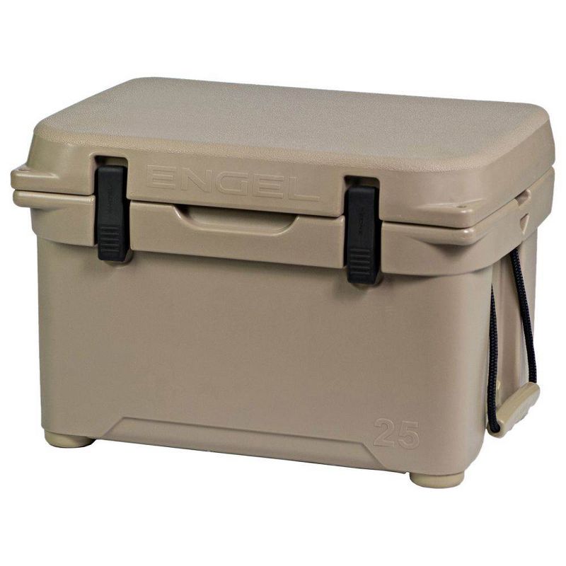 Engel 25 High Performance 5.28 Gallon 24 Can Roto Molded Ice Chest Cooler, Tan