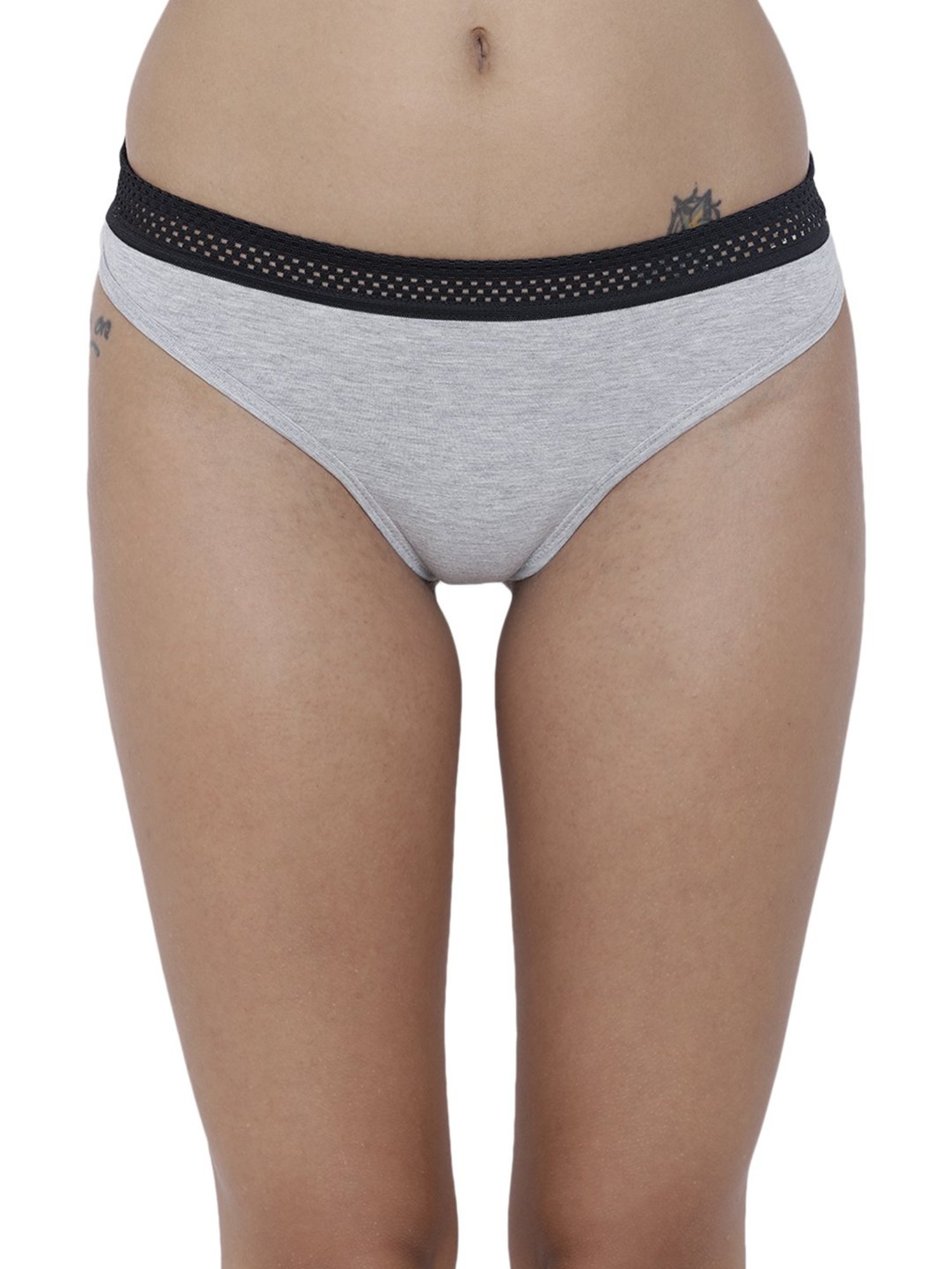 BASIICS by La Intimo Grey Melange Thong Panty