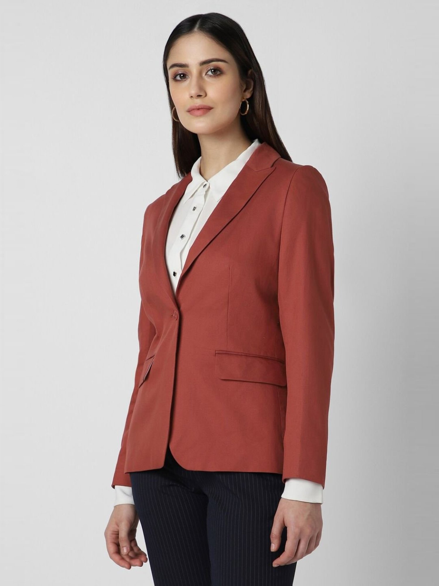 Van Heusen Orange Cotton Formal Blazer
