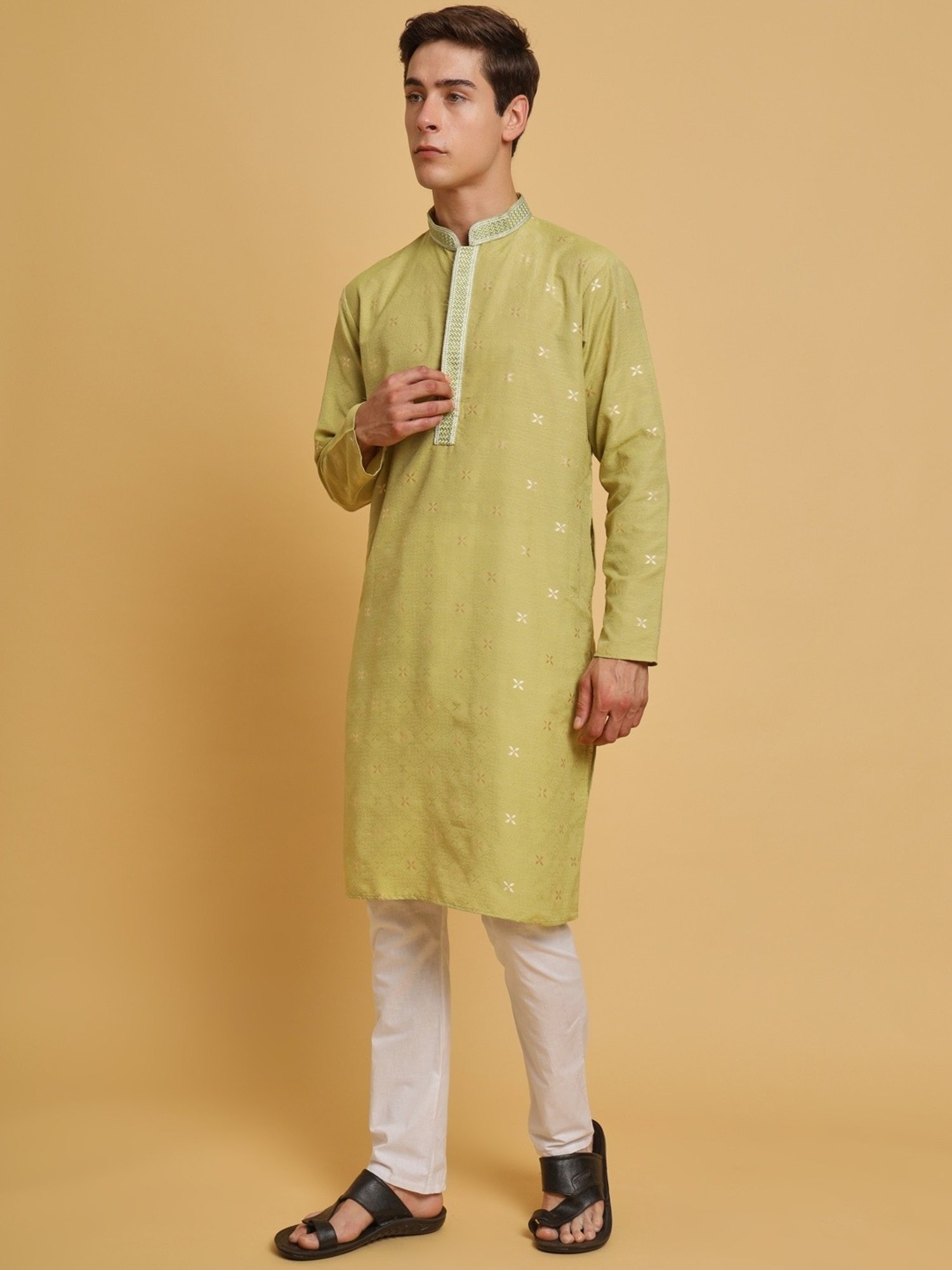 SWAGG INDIA Green Cotton Regular Fit Kurta