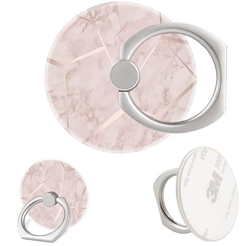 Pack Mobile Phone Ring Holder Finger GripRose Gold White Marble Cell Phone Stand Collapsible Kickstand Compatible with All Smartphone