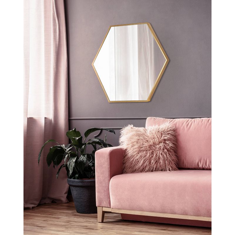 22" x 25" Rhodes Hexagon Wall Mirror Gold - Kate & Laurel All Things Decor