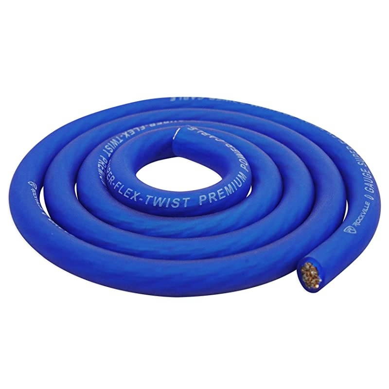 R0G5BLUE 0 Gauge AWG 5 Ft. Blue Car Amp Ground Wire Cable-High Grade