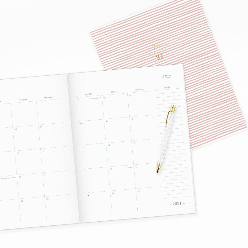 2021-22 Academic Planner 8.5" x 11" Stapled Monthly Pink Stripe - Sugar Paper™