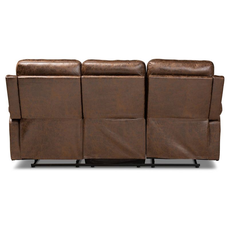 Beasely Faux Leather Upholstered 3 Seater Reclining Sofa Brown - Baxton Studio