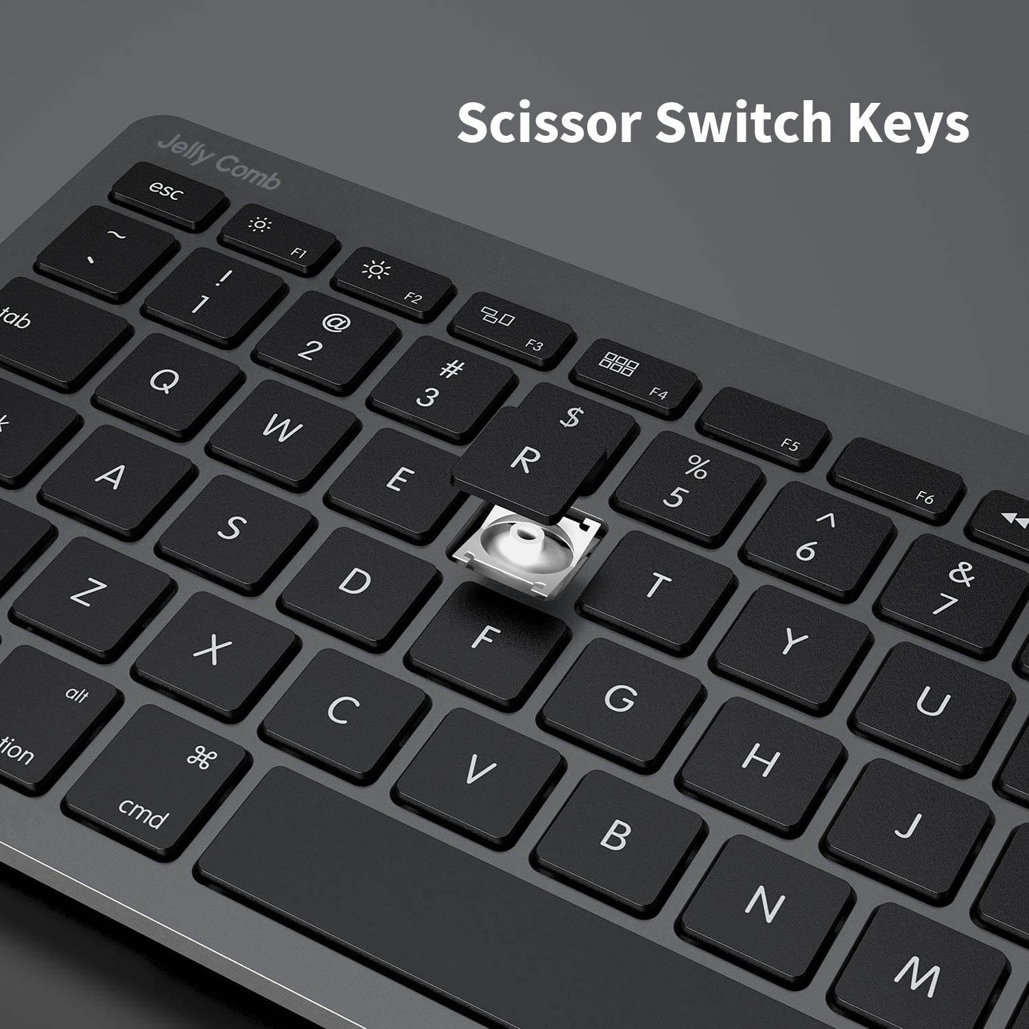 Wired Keyboard for Mac OS, Jelly Comb 2-in-1 (USB+Type C) Wired Keyboard with Touchpad Ultra Slim Compact USB Keyboard with Numeric Keypad for Mac OS/iPad Pro/iPad 2020-Black and Grey K068