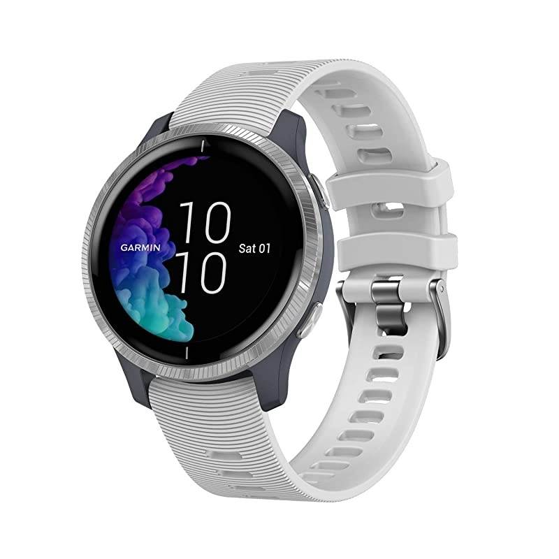 Garmin Venu GPS Smartwatch with AMOLED Display and Included  3 Straps Bundle (Granite Blue/Silver, Black/Berry/White)
