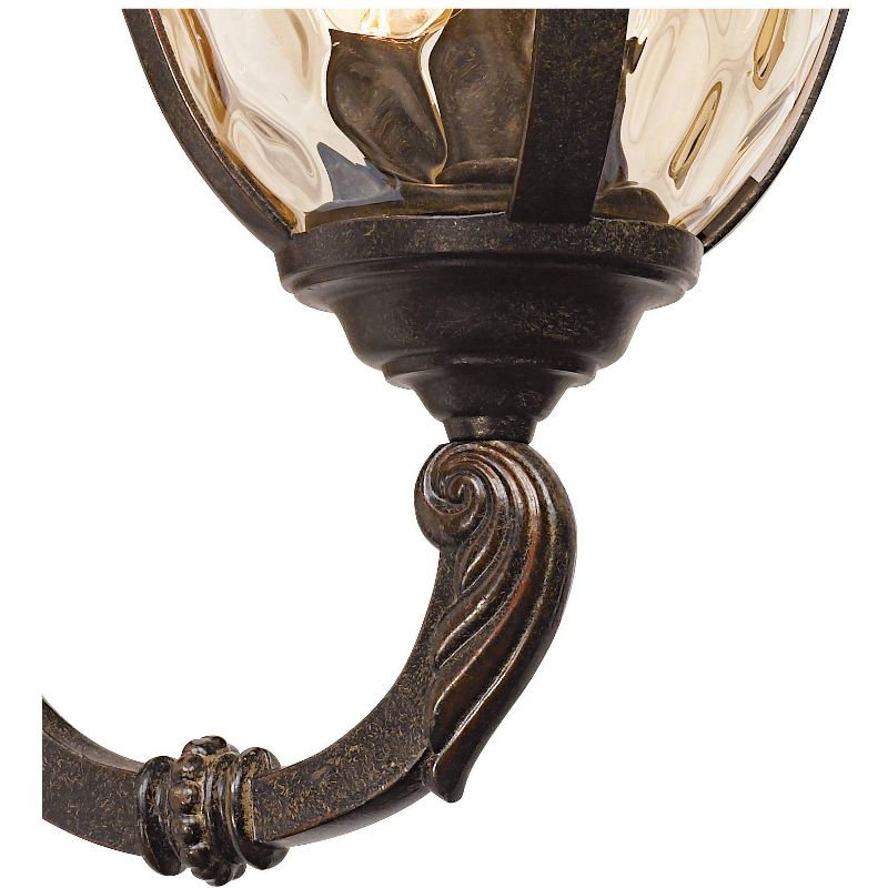 John Timberland Outdoor Wall Light Fixture Bronze 21" Hammered Glass Sconce for House Deck Patio