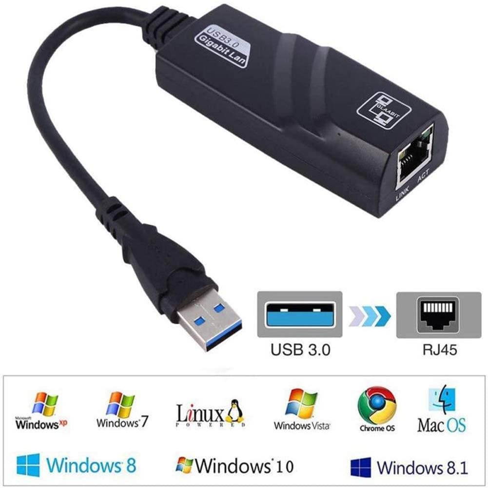 USB 3.0 to Ethernet Adapter, Driver Free 10/100/1000 Mbps Network RJ45 LAN Wired Gigabit Ethernet Adapter for Windows 10, 8.1, 7, XP, Linux, Mac OS, Chrome OS