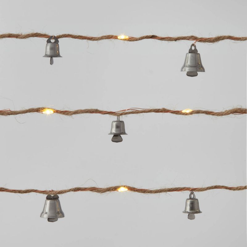 30ct Jute with Bells Dewdrop LED String Lights Warm White with Copper Wire - Wondershop™