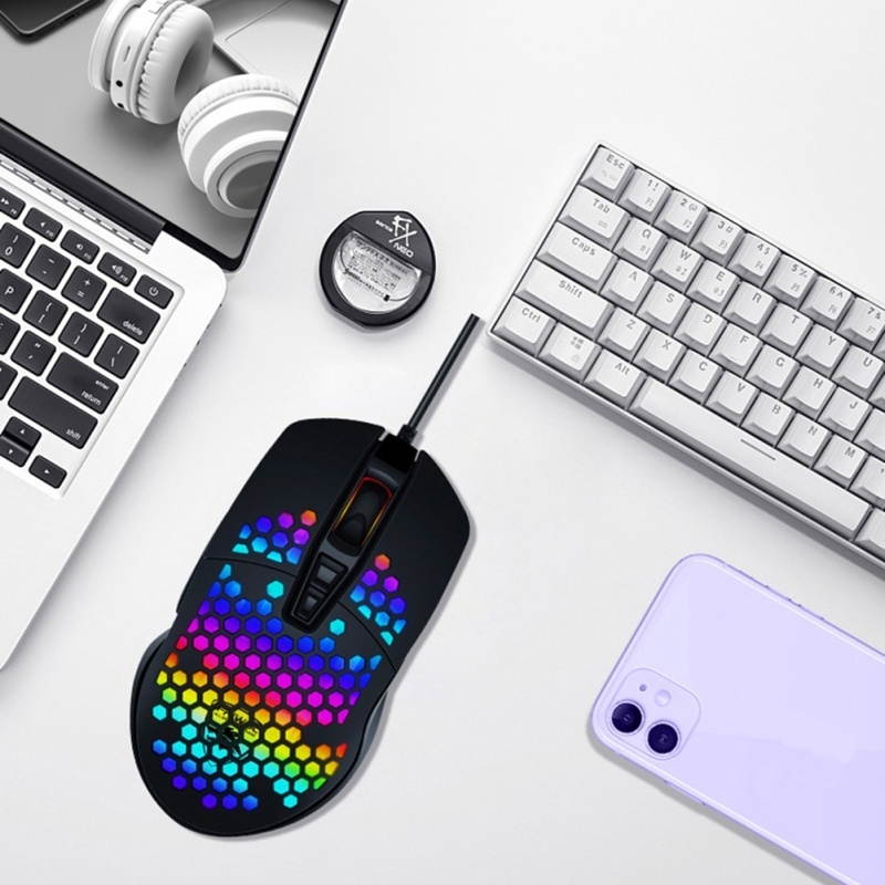 V9 Ergonomic 4000DPI USB Wired Hollow-out RGB Light Gaming Mouse Mice for PC