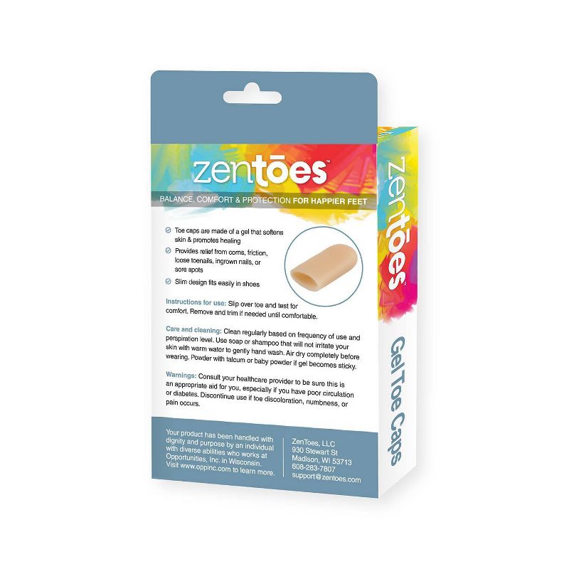 ZenToes Gel Toe Caps - Beige - L - 2pk