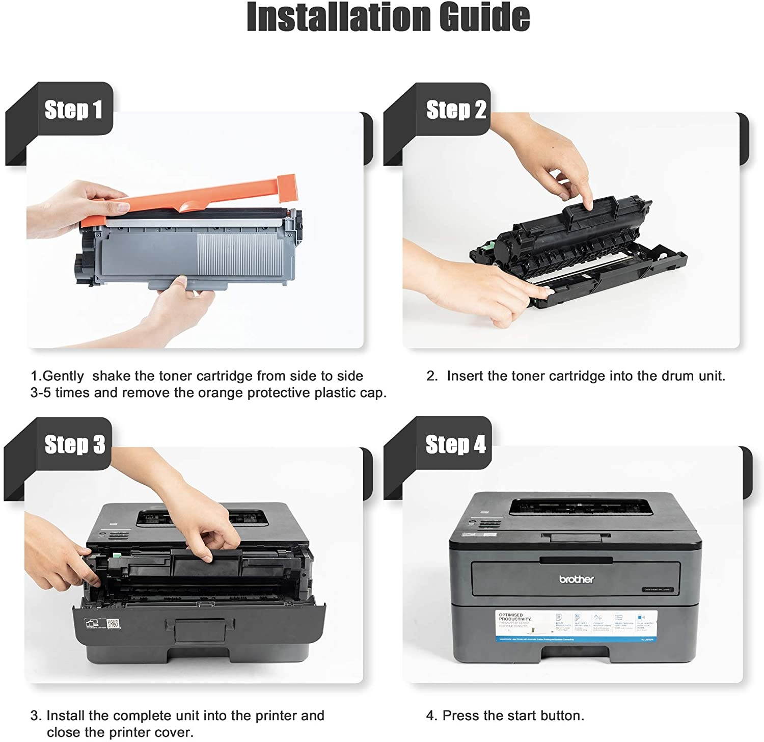 TonerPlusUSA Compatible Toner Cartridge and Drum Unit Set Replacement for Brother TN660 TN630 DR630 High Yield for DCP-L2540DW/HL-L2300D/L2360DW/MFC-L2680W/L2685DW Black (2DR630+ 8TN660, [2+8] Pack)