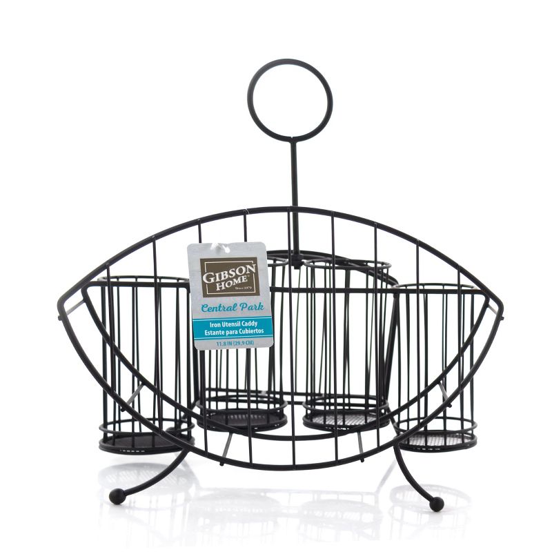 Gibson Home Central Park 11.8 Inch Iron Utensil Caddy in Black