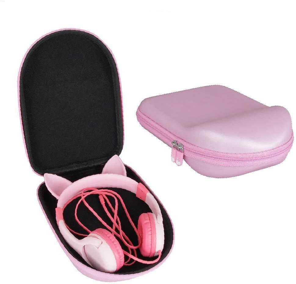 Hermitshell Hard Travel Case for iClever Boostcare Kids Headphones Girls - Cat Ear Wired Headphones for Kids on Ear (Pink)