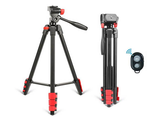 Portable Mobile Phone Tripod, 53-inch Tripod for iPhone, Mobile Phone Tripod with Mobile Phone Holder and Remote Shutter,Very Suitable for Selfie/Video Recording/Video/Live, Black, PH11