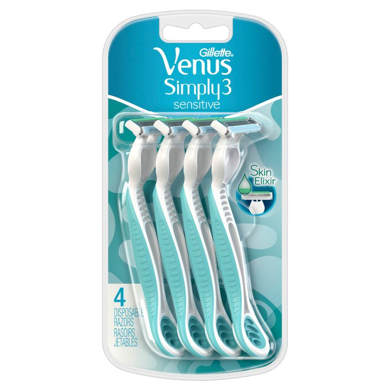 Venus Simply 3 Sensitive Women's Disposable Razors - 4ct