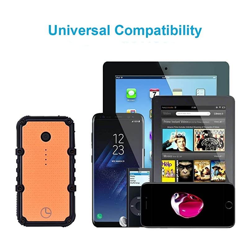 Waterproof Power Bank Portable Charger 13400mAh Dual USB Output Port 48A Fast Charge Travel External Battery Pack DustShock Proof Portable Phone Charger for iPhone Android Samsung etc