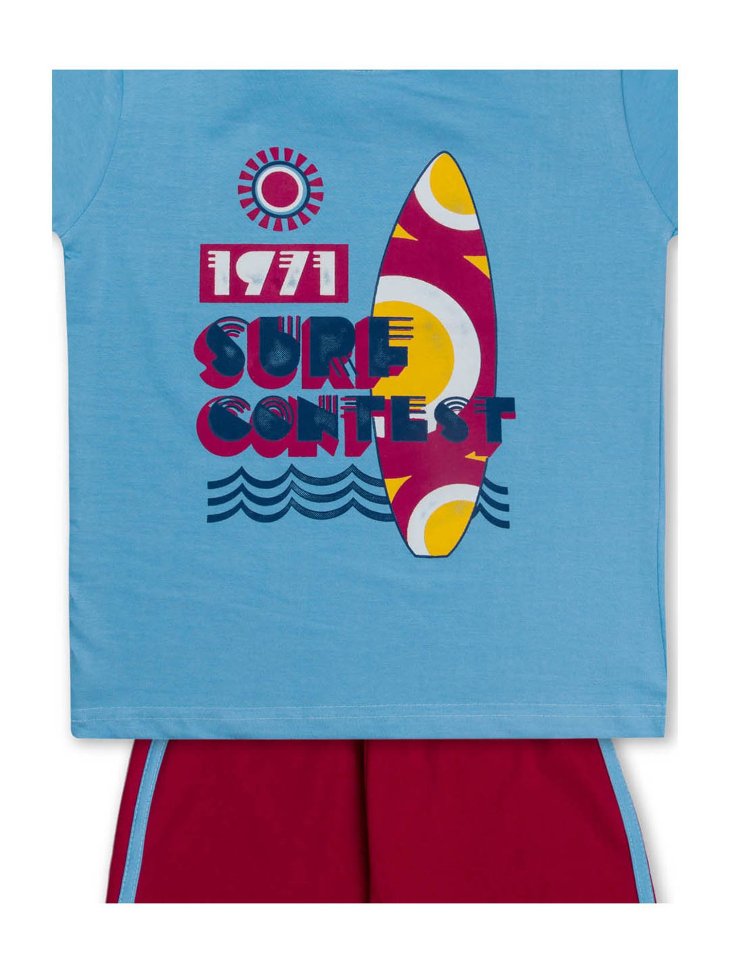 Todd N Teen Kids Blue & Red Printed T-Shirt with Pants