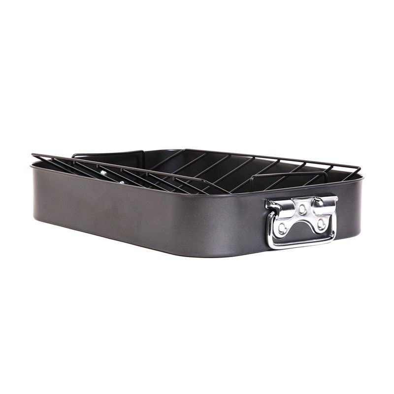 T-fal Simply Cook Nonstick Cookware, Roaster with Rack, 15", Gray