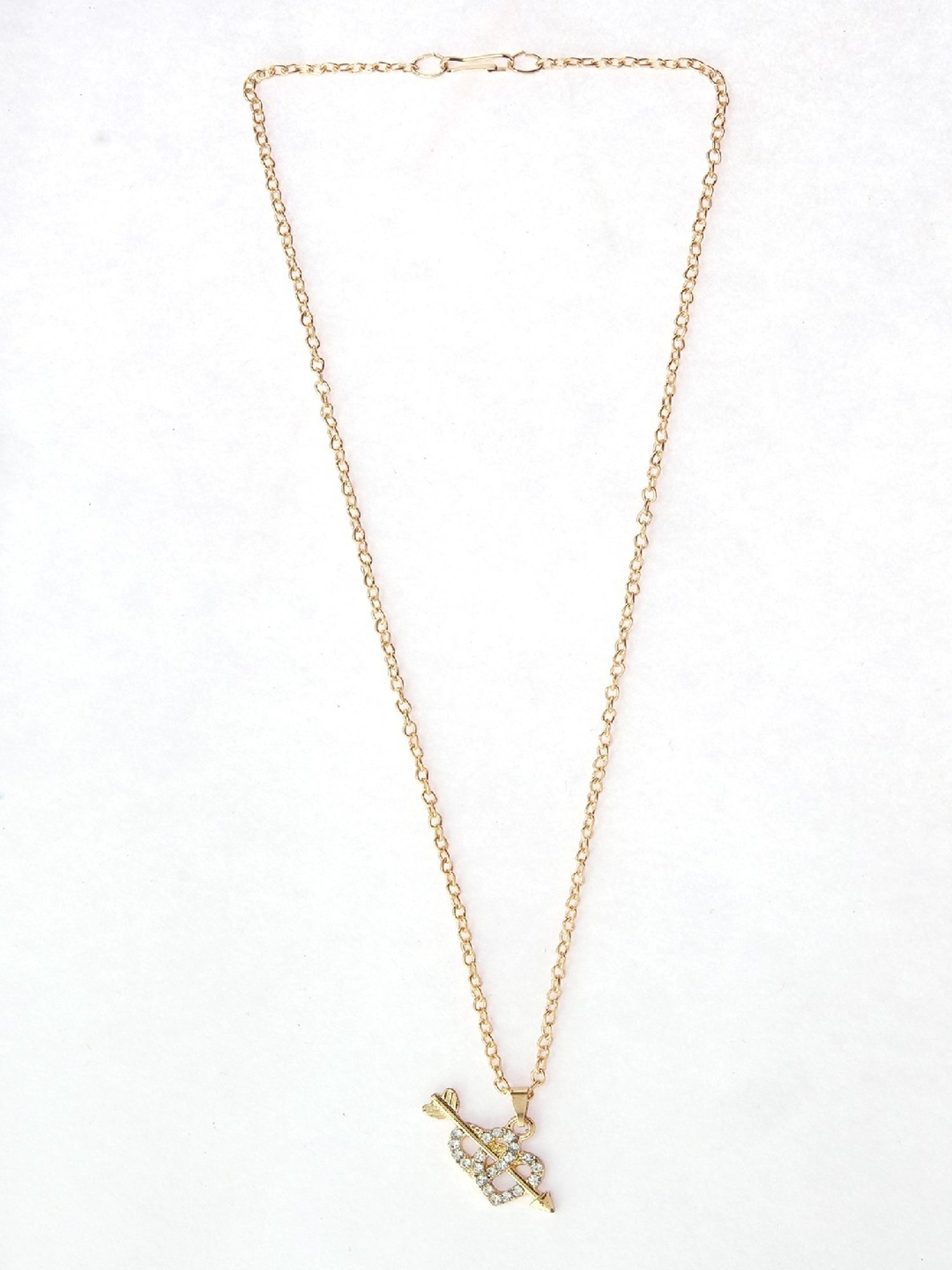 Jewelz Trendsetting Gold Western Necklace With Delicate Double Heart Charm for Women