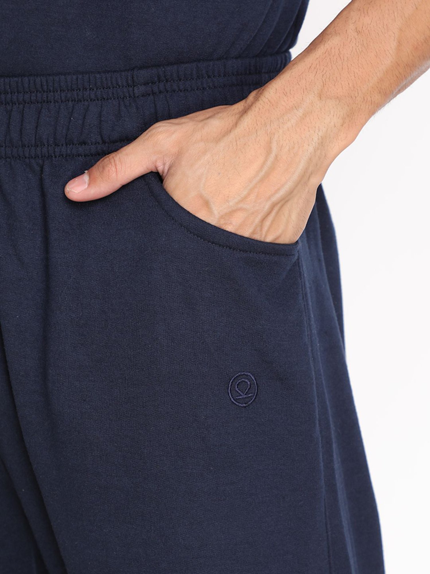 Chkokko Navy Cotton Relaxed Fit Track Pants